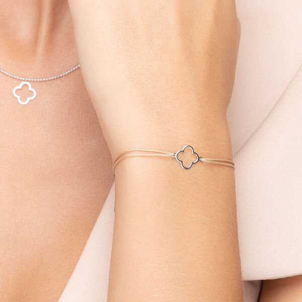 Freundschaftsarmband GENTLE CLOVER, 14 Karat Weigold Bild 2
