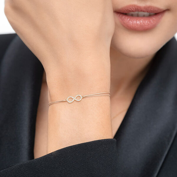 Freundschaftsarmband Infinity mit Diamanten, 18 Karat Rosegold Bild 2