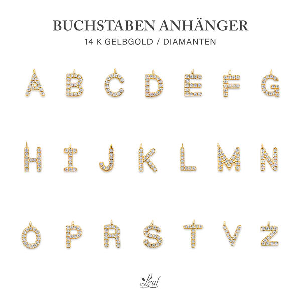 Freundschaftsarmband mit Letter Charm, 14 Karat Gelbgold mit Diamanten Bild 4