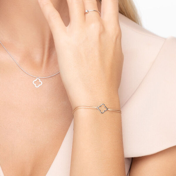 Halskette GENTLE CLOVER, 14 Karat Weigold Bild 4