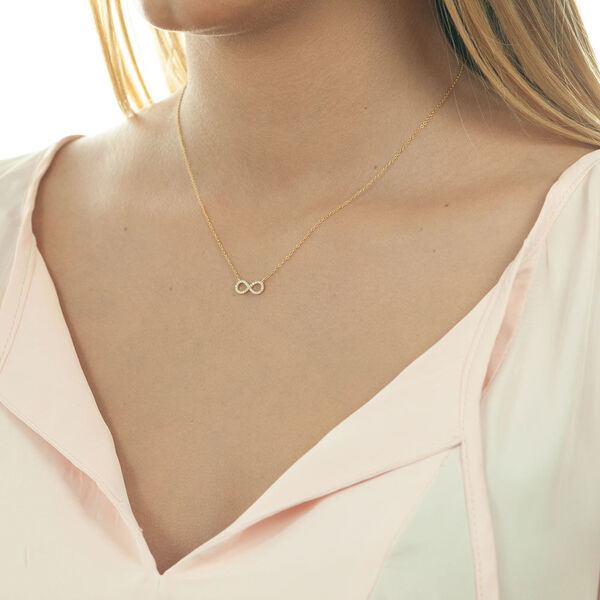 Halskette Infinity mit Diamanten, 18 Karat Gelbgold Bild 3