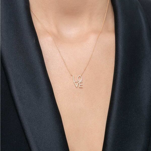 Halskette Love mit Diamanten, 18 Karat Gelbgold Bild 2