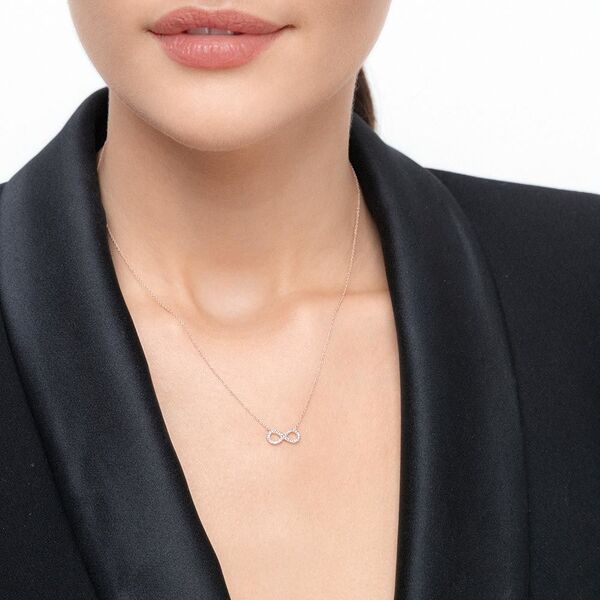 Halskette Infinity mit Diamanten, 18 Karat Rosegold Bild 2
