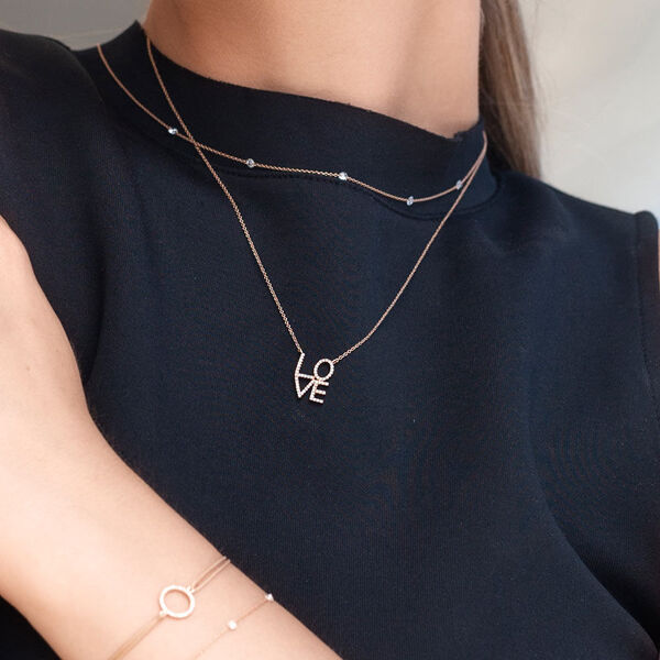 Halskette Love mit Diamanten, 18 Karat Rosegold Bild 4