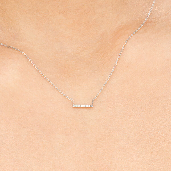 Halskette Horizontal Bar, Diamant, 14 K Weißgold Bild 2