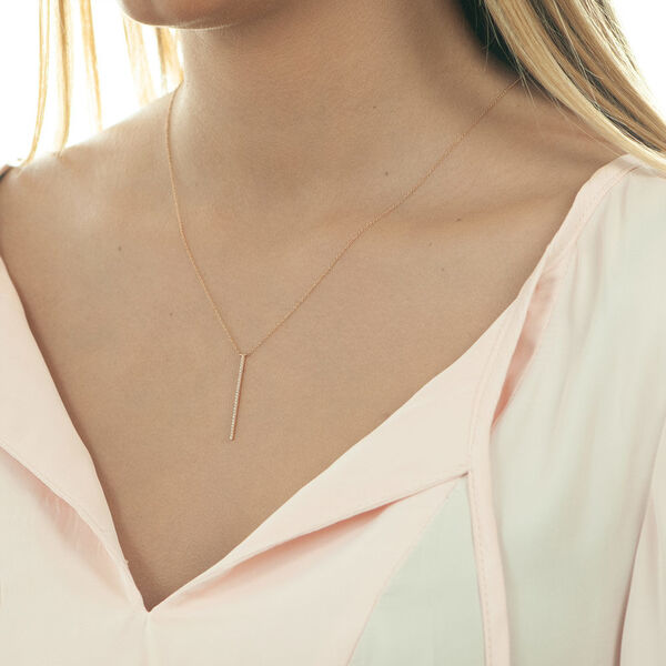 Halskette Bar Diamanten, 18 Karat Rosegold Bild 3