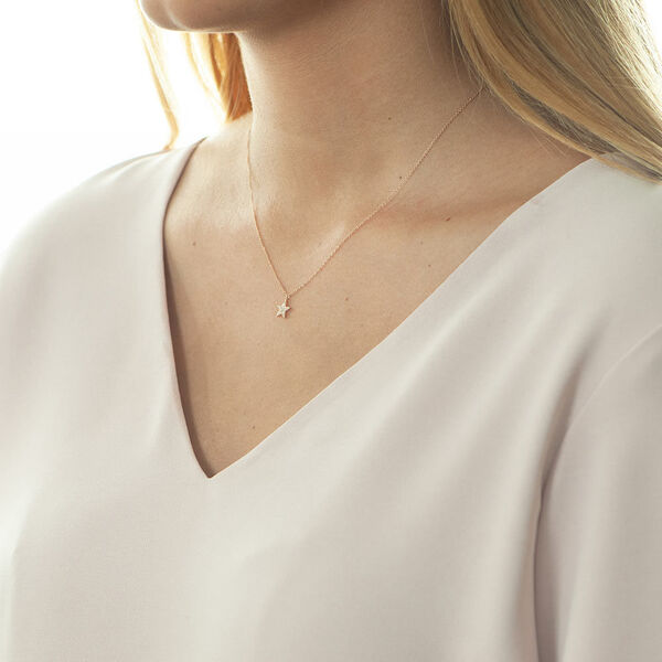 Halskette Stern mit Diamanten, 18 Karat Rosegold Bild 3