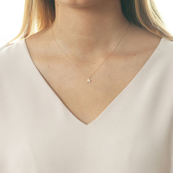 Halskette Stern mit Diamanten, 18 Karat Rosegold Bild 2