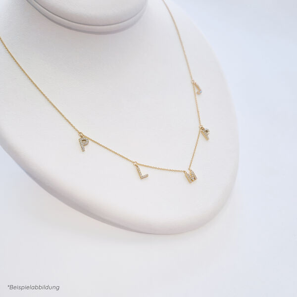 Initialen-Halskette mit 5 Anhngern, 45 cm, 14 Karat Gelbgold Bild 2