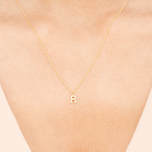 Halskette Letter R, 14 K Gelbgold mit Diamanten Bild 2