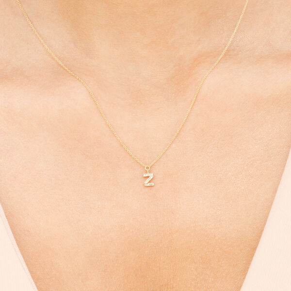 Halskette Letter Z, 14 K Gelbgold mit Diamanten Bild 2