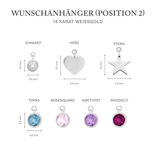 Initialen-Halskette mit 2 Buchstaben & Wunschanh�nger, 14 Karat Wei�gold Bild 5