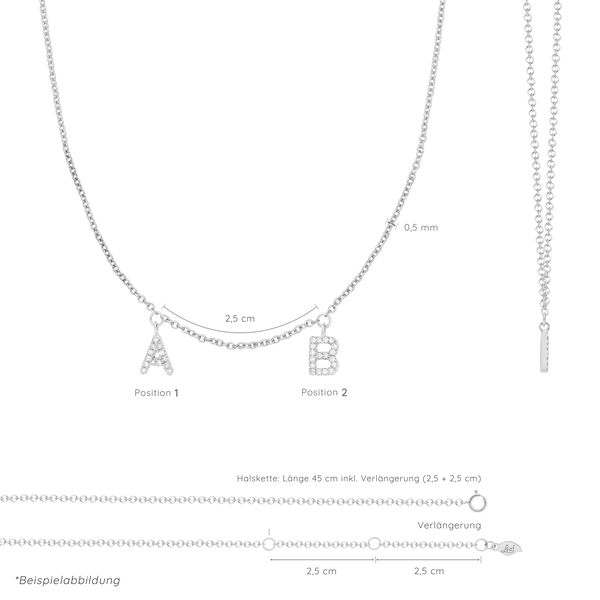 Initialen-Halskette mit 2 Anhngern, 45 cm, 14 Karat Weigold Bild 3