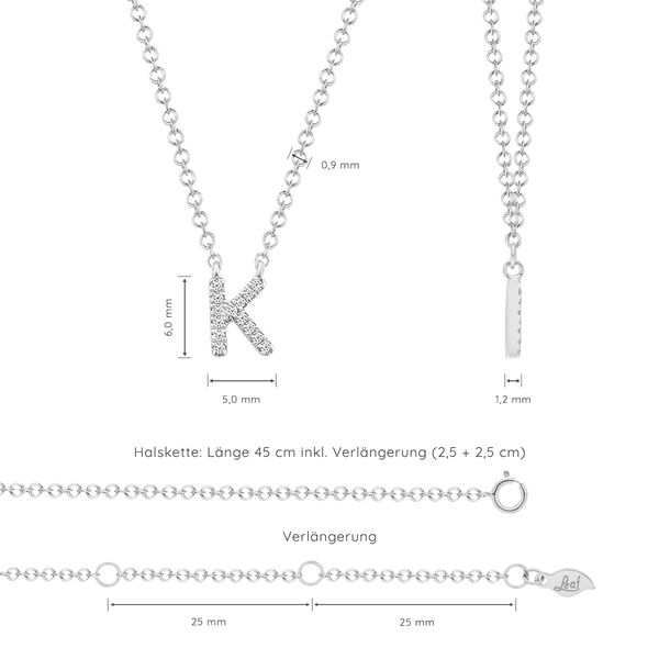 Halskette Letter K, 14 K Weißgold mit Diamanten Bild 4