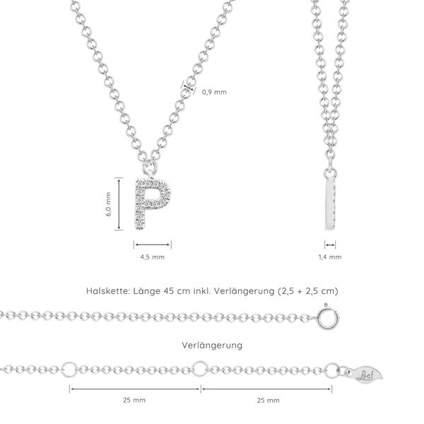 Halskette Letter P, 14 K Weigold mit Diamanten Bild 4
