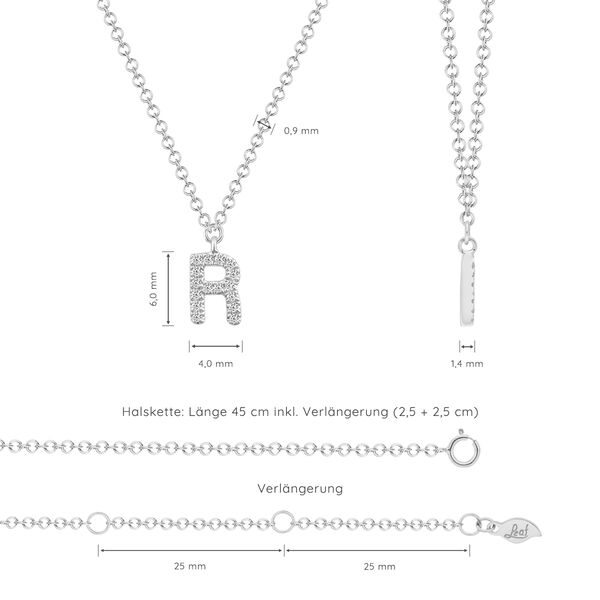 Halskette Letter R, 14 K Weigold mit Diamanten Bild 4