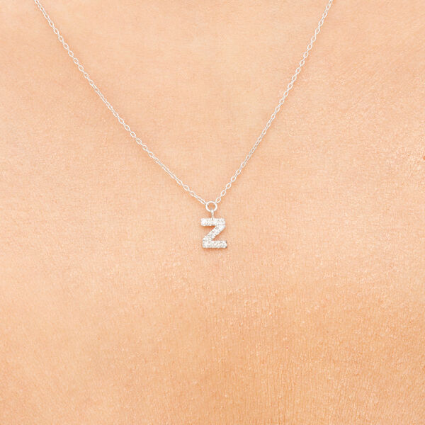 Halskette Letter Z, 14 K Weigold mit Diamanten Bild 2
