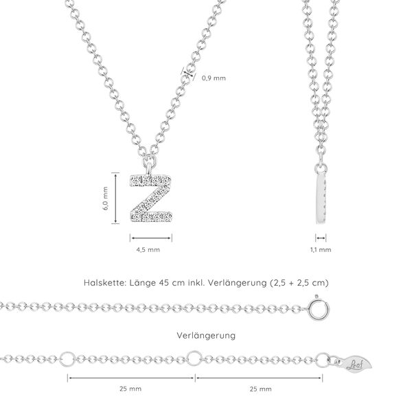 Halskette Letter Z, 14 K Weigold mit Diamanten Bild 4