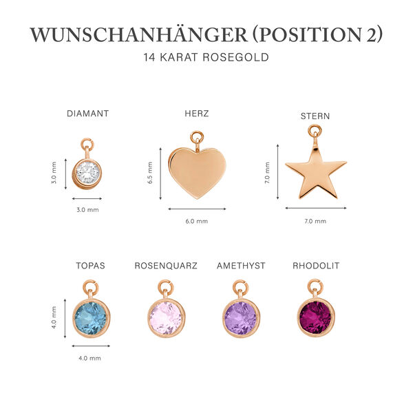 Initialen-Halskette mit 2 Buchstaben & Wunschanh�nger, 14 Karat Rosegold Bild 5