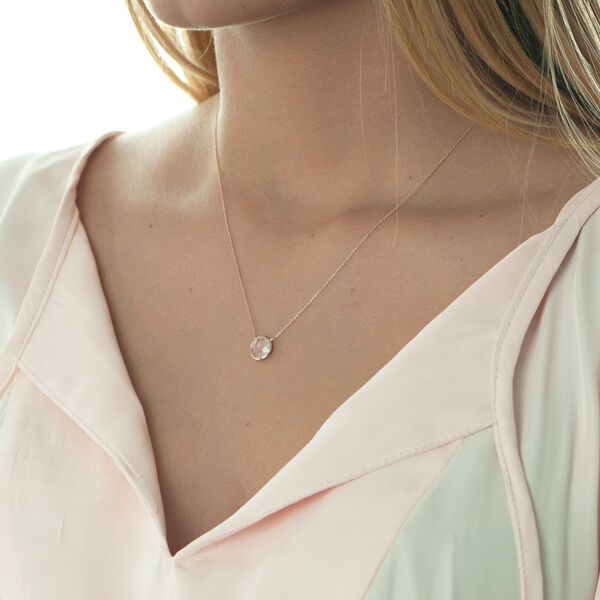 Halskette Rosenquarz, 14 Karat Rosegold Bild 2