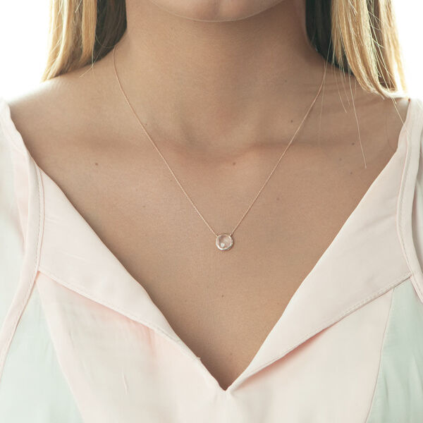 Halskette Rosenquarz, 14 Karat Rosegold Bild 3