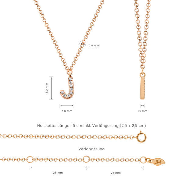 Halskette Letter J, 14 K Rosegold mit Diamanten Bild 4