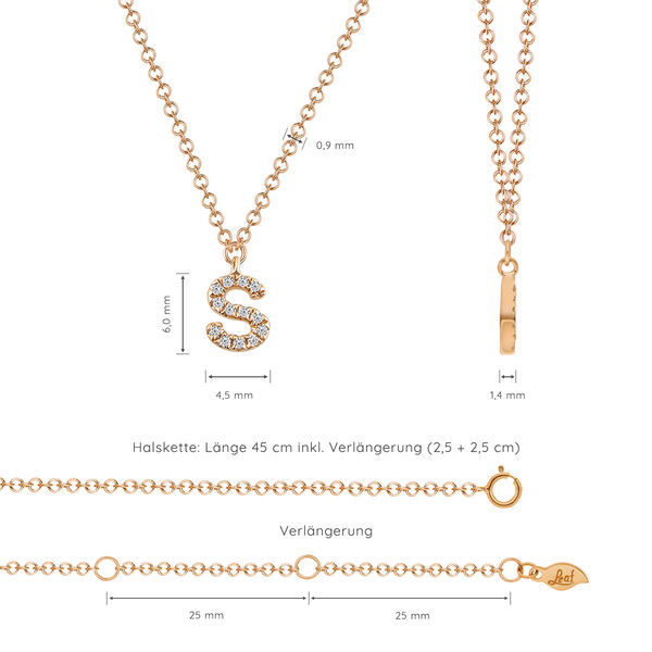 Halskette Letter S, 14 K Rosegold mit Diamanten Bild 4