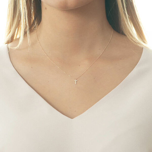 Halskette Letter T, 14 K Rosegold mit Diamanten Bild 2