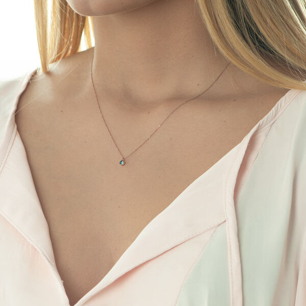 Halskette Cabochon, Blauer Topas, 14 Karat Rosegold Bild 4
