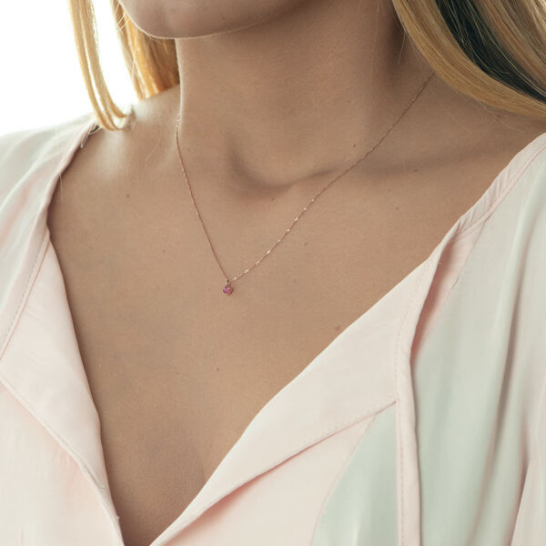 Halskette Cabochon, Rubin, 14 Karat Rosegold Bild 2