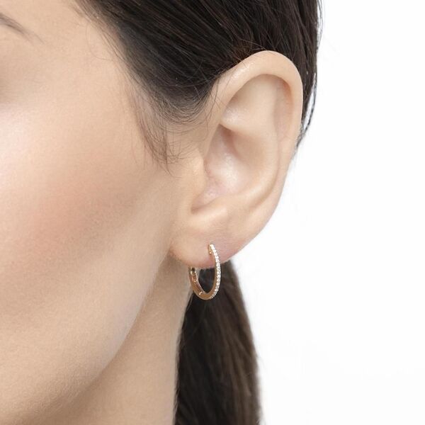 Creole Rund S mit Diamanten, 18 K Gelbgold Bild 3