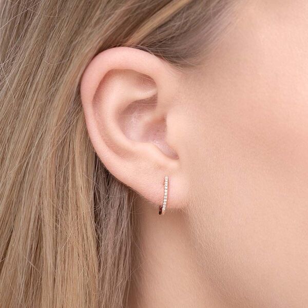 Creole Circle XS mit Diamanten, 12mm, 18 Karat Rosegold Bild 2