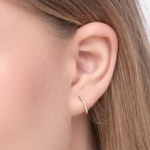 Creole Circle XS mit Diamanten, 12mm, 18 Karat Rosegold Bild 3