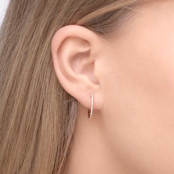 Creole Rund S mit Diamanten, 18 K Rosegold Bild 2