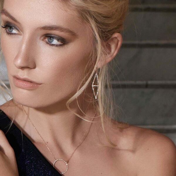 Ohrringe Trapez mit Diamanten, 18 Karat Weigold 