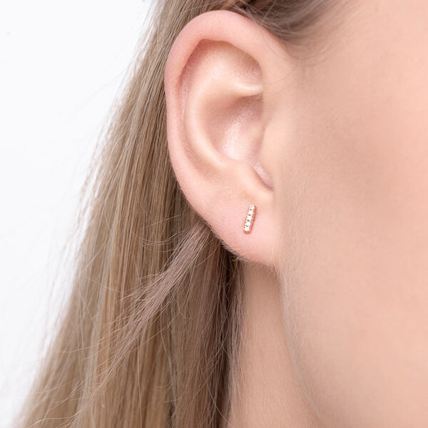 Ohrstecker Bar mit Diamanten, 18 Karat Rosegold Bild 2