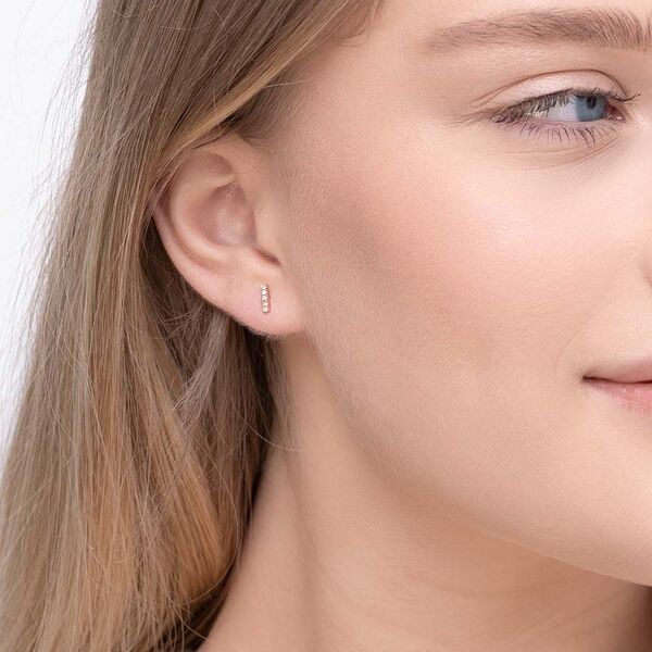 Ohrstecker Bar mit Diamanten, 18 Karat Rosegold Bild 3