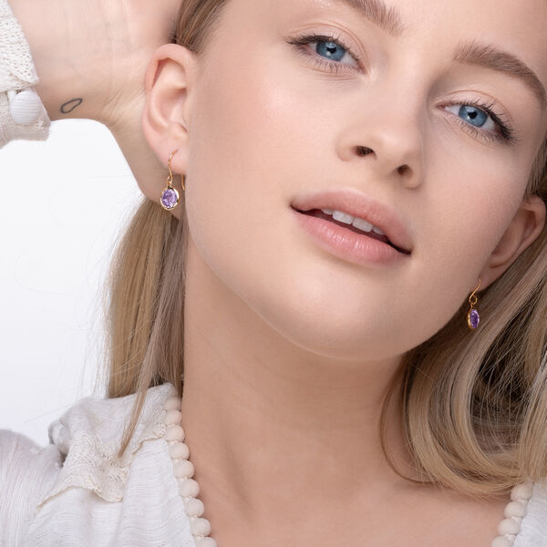 Ohrringe Amethyst, 14 Karat Gelbgold 
