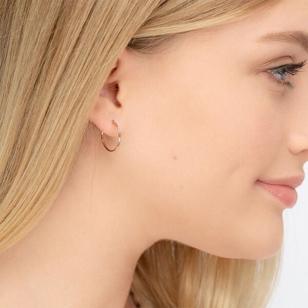 Creole Rund S, 15mm, 14 Karat Rosegold Bild 2
