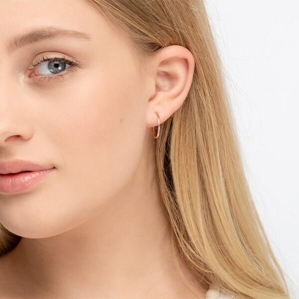 Creole Rund S, 15mm, 14 Karat Rosegold Bild 4