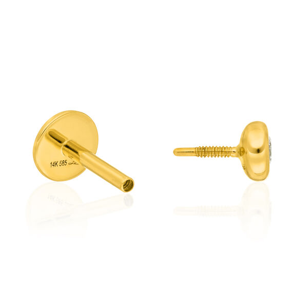 Single Piercing mit Diamant, Rundfassung, 14 Karat Gelbgold Bild 3