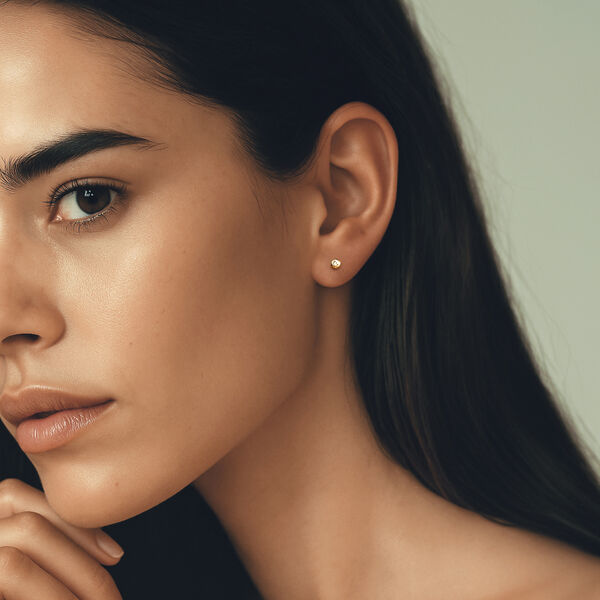 Single Piercing mit Diamant, Rundfassung, 14 Karat Gelbgold Bild 2