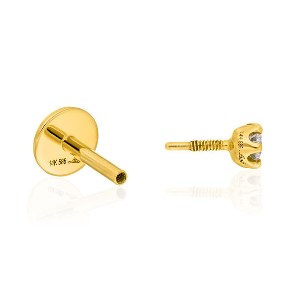 Single Piercing mit Diamant, Krabbenfassung, 14 Karat Gelbgold Bild 2