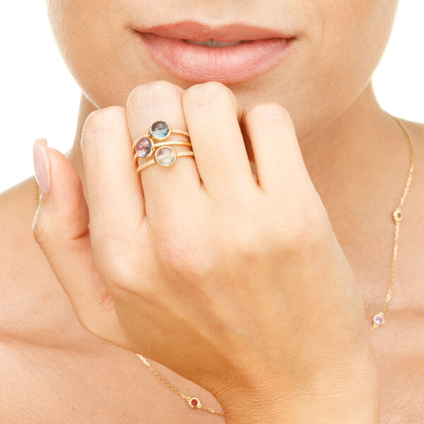 Ring Blue Topas mit Diamanten, 14 Karat Gelbgold Bild 5