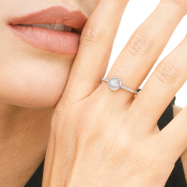 Ring Labradorit mit Diamanten, 14 Karat Weigold, Gr.52 Bild 3