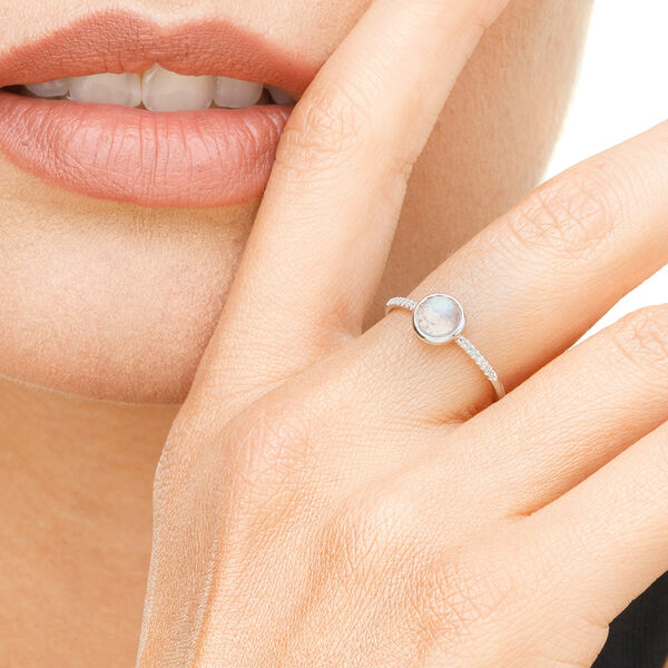 Ring Labradorit mit Diamanten, 14 Karat Weigold, Gr.52 Bild 2