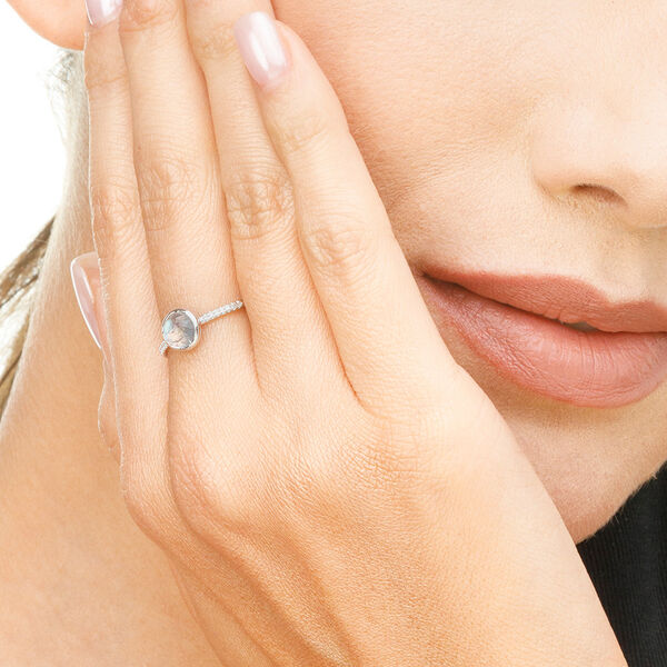 Ring Labradorit mit Diamanten, 14 Karat Weigold, Gr.52 Bild 4