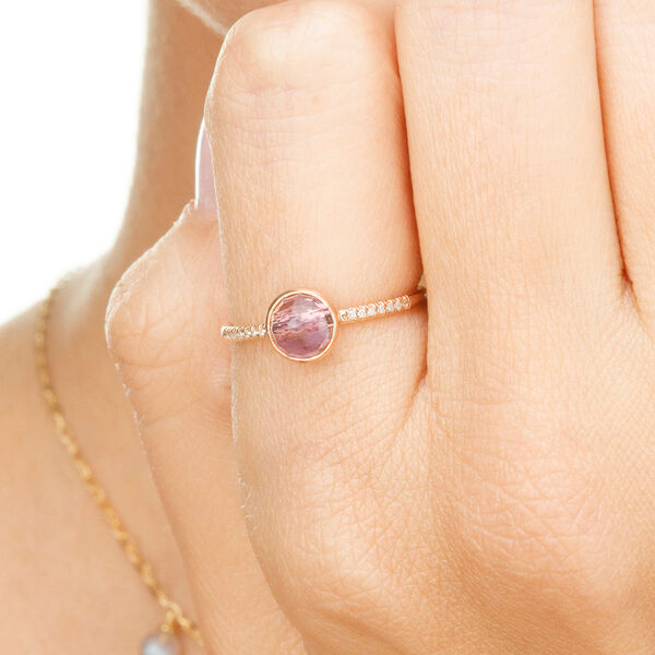 Ring Amethyst mit Diamanten, 14K Rosegold, Gr.52 Bild 2