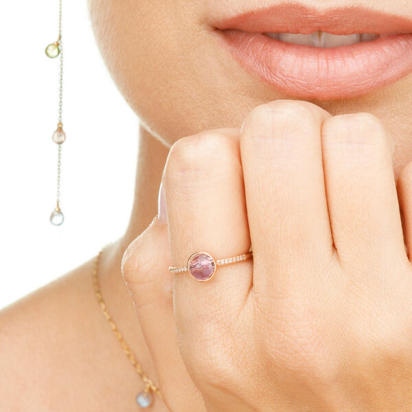 Ring Amethyst mit Diamanten, 14 Karat Rosegold Bild 4