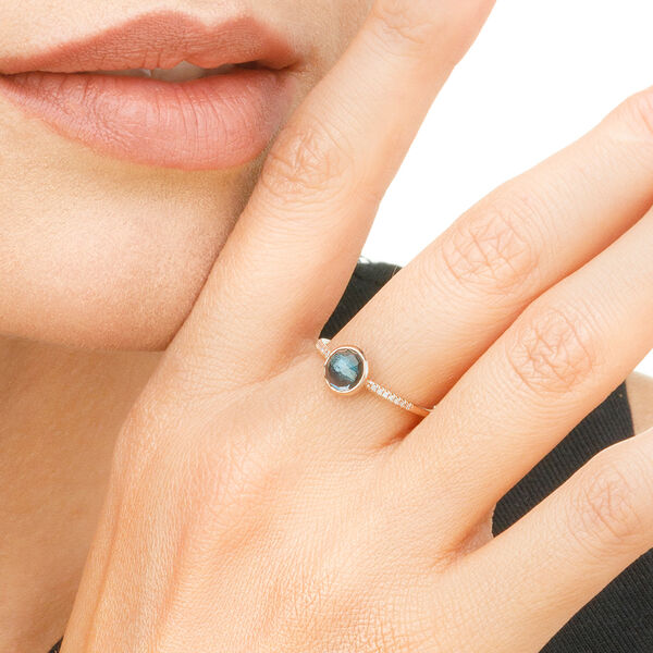 Ring Blue Topas mit Diamanten, 14 Karat Rosegold Bild 2